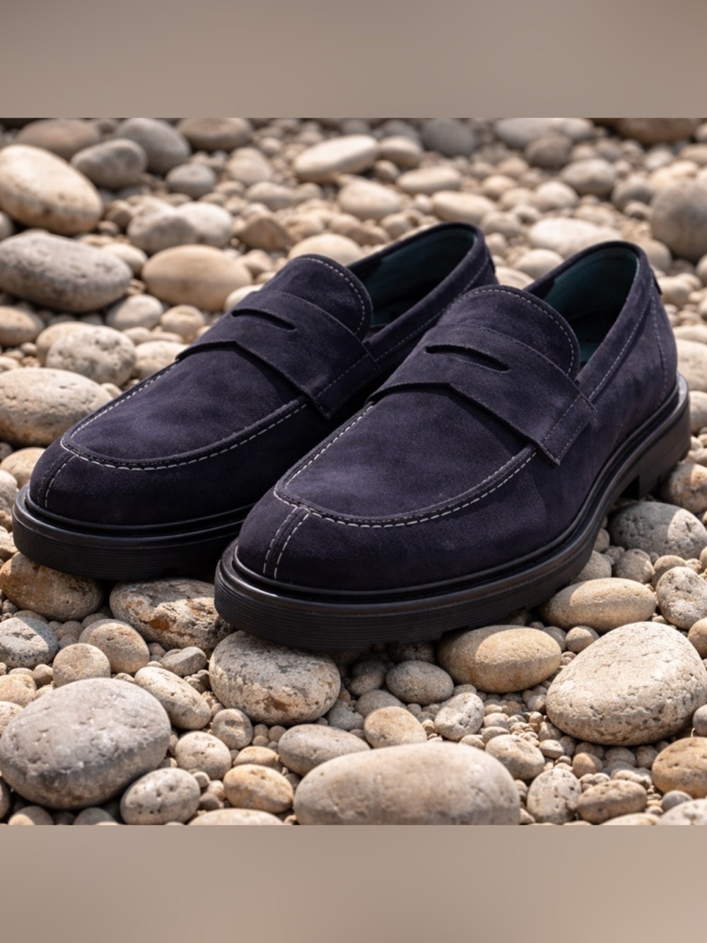 NIB Good American Men’s Navy Blue Lexington Loafer Suede & Leather Upper- Size 9